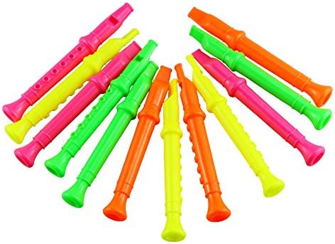 Etmact 5.5 Inches Plastic Recorders - Pack of 12 - Mixed Color Plastic Flute Musical Instruments Toy for Kid Party Favors, Bag Stuffers Gift Musical Instrument Party Favor Bags Party Favors for Kids