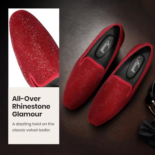 Image of Amali Men's Embellished Velvet Tuxedo Loafers, Smoking Slippers