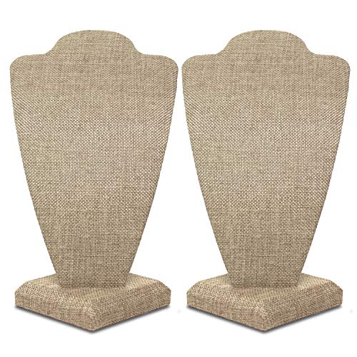 Mooca 2 Pcs Burlap Necklace Chain Jewelry Bust Display Holder Stand, Necklaces Display