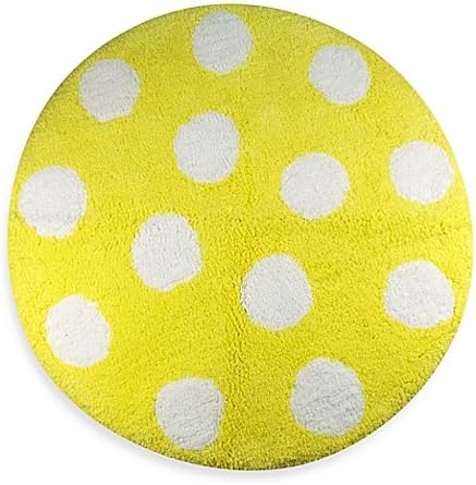 Polly Polka Dot Yellow 2-Foot Round Bath Rug