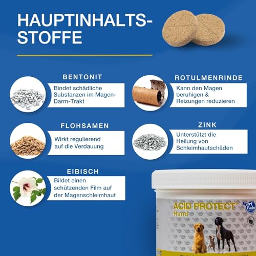 NutriLabs Acid Protect Hund Magenkräuter Kautabletten zur Unterstützung bei empfindlichem Magen, mit Montmorillonit & Estifor Kautabletten, 10 Kautabletten