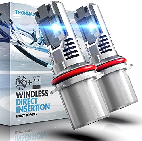 TECHMAX 9007 LED Headlight Bulb, Windless Direct Insertion 12000LM 60W 6500K Xenon White HB5 of 2 Halogen Replacement