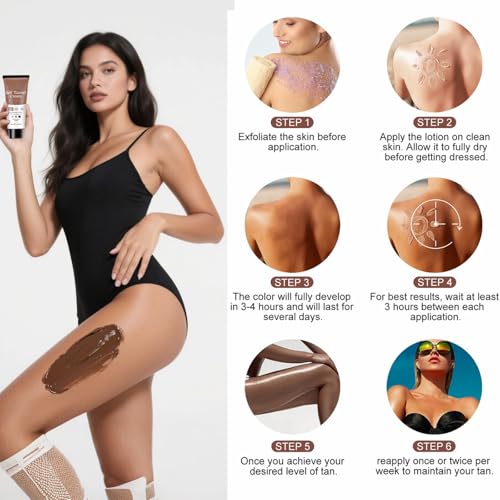 Image of Self Tanner Cream,Natural Plant-Based Formula,Self-Adjusting Color for All Skin Tones,Streak-Free Gradually develops Fake Tan,Sunless Tanner lotion,Bronzing Body Cream For Woma & Man,Fair to Dark