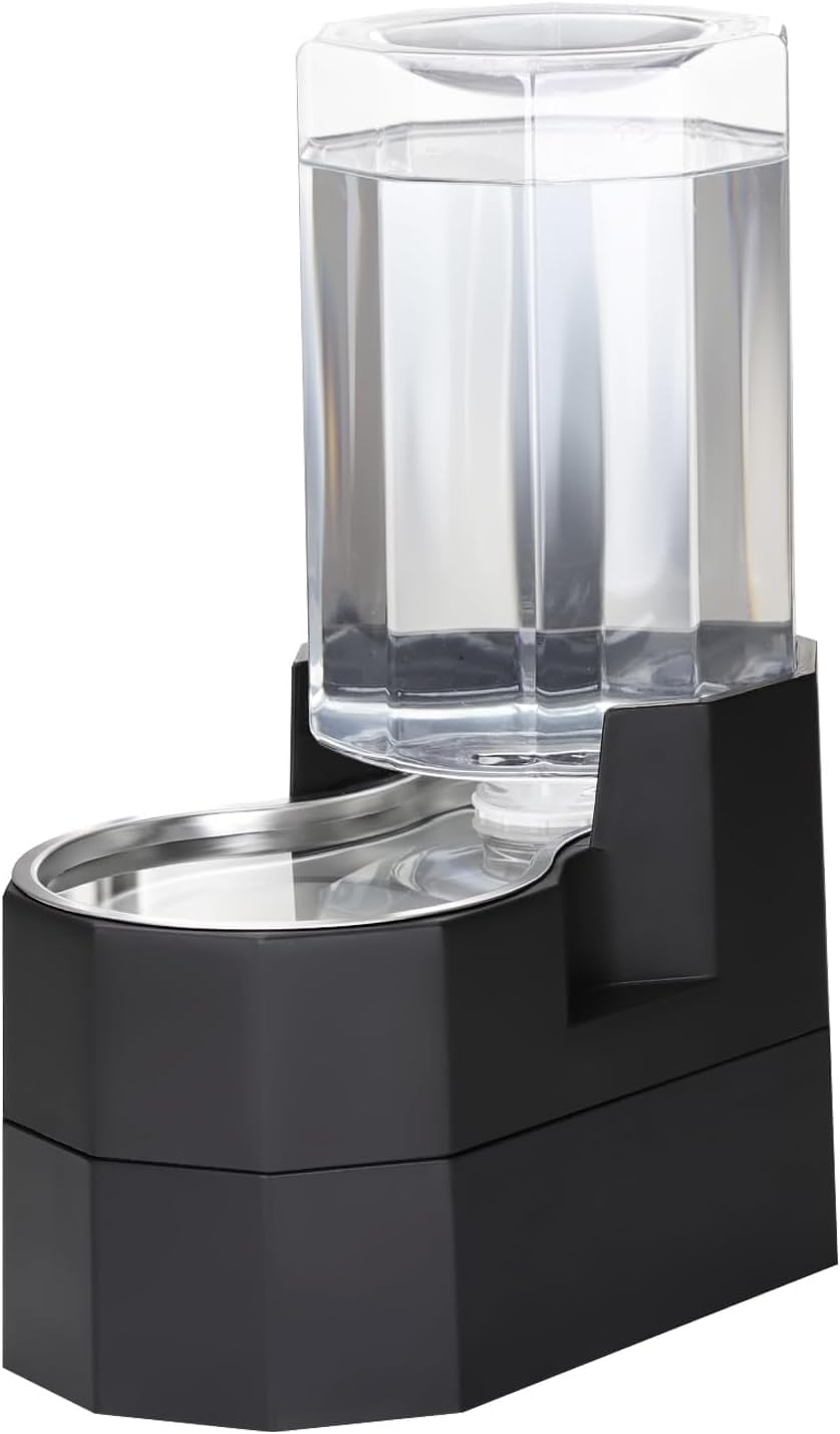 Sfozstra Large Dog Water Dispenser: 7L Raised Gravity Gray Automatic Stainless Steel Waterer - 100% BPA Free - Pet Feeder for Senior Dogs with Joint Pain in Bedroom Garden
