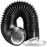 Flexible 8-Inch Aluminum Ducting, Dryer Vent Hose, Heavy-Duty Three-Layer Protection, 25-Feet Long for Heating Cooling Ventilation and Exhaust, Black