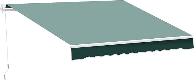 Outsunny 2.5m x 2m Garden Patio Manual Awning Canopy Sun Shade Shelter Retractable with Winding Handle Green