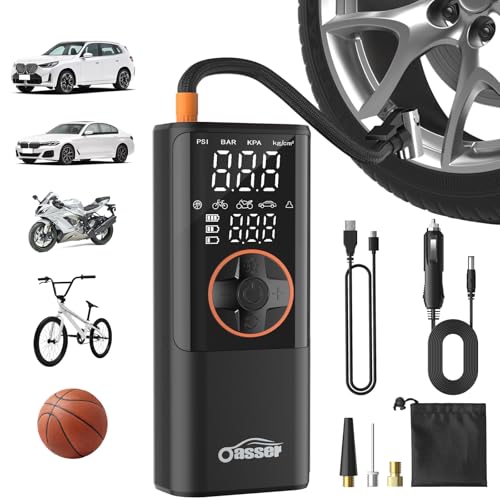 Oasser Elektrische Luftpumpe mit Dualer Anzeige 6000mAh 10,3 Bar Wiederaufladbar Akku Kompressor mit...