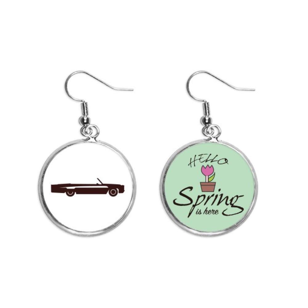Boucles d'oreilles voitures classiques pendentif géométrique silhouette noire mode printemps - 5