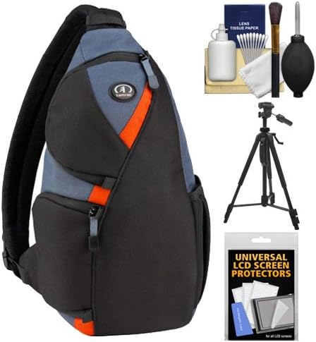 Tamrac 4276 Jazz 76 Digital SLR Camera Sling Backpack Case (Black/Multi) with Tripod + Cleaning Kit for Canon EOS 70D, 6D, 5D Mark III, Rebel T3, T5i, SL1, Nikon D3200, D5200, D5300, D7100, D600, D800, Sony Alpha A65, A77, A99