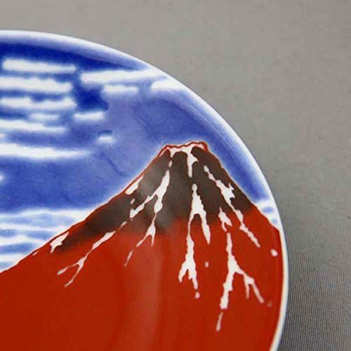 Kutani Pottery Japanese Kutani Yaki Ceramic Dish 9.5cm (Mame Sara) Made in Japan (Red Mt. Fuji) - Image 4