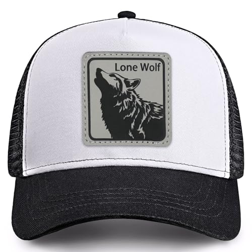 Lone Wolf Hat Wolfs Trucker Hats Leather Pattern Adjustable Snapback Mesh Animal Baseball Cap for Men
