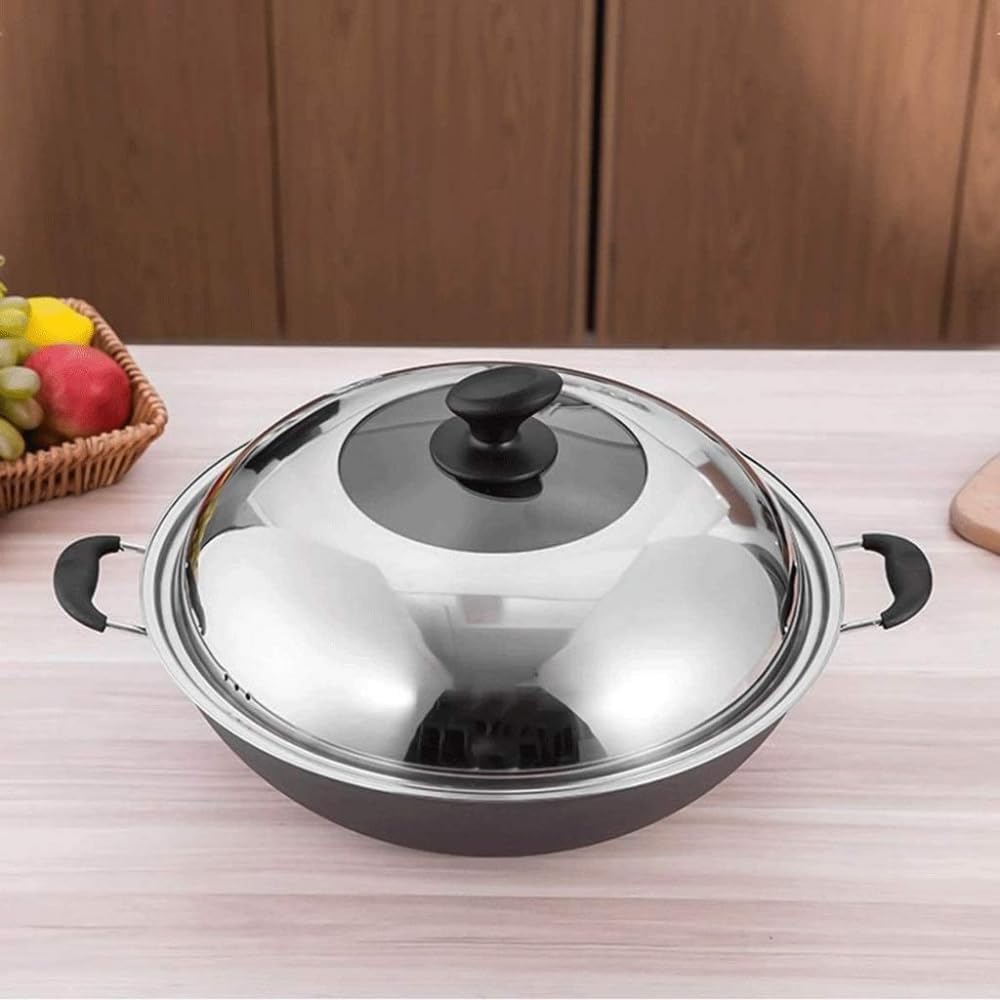 Lid Stainless Steel Pot Cover, Non Slip top Bead, Breathable and Anti Overflow, Visible Glass, can be Used in a Variety of pots Kitchen cookware-28 cm