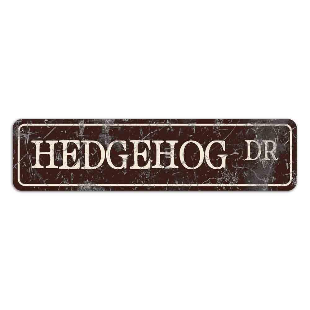 peiyeety Vintage Metal Tin Sign Decorative Wall Art Hedgehog Dr Themed Street Sign, Rustic Style, Durable Waterproof Rustproof, For Home, Animal Decor, Garden, Easy To Mount, 4x16 Inch