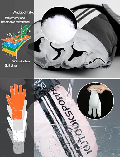 KUTOOK Ski Mittens Snowboard Wrist Guard Gloves