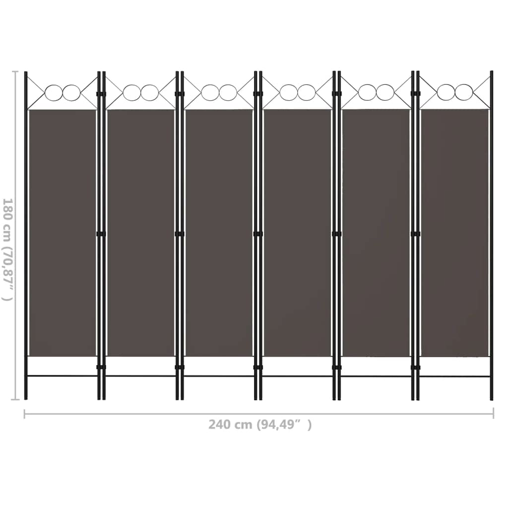 vidaXL Parawan 6-panelowy, antracytowy, 240 x 180 cm