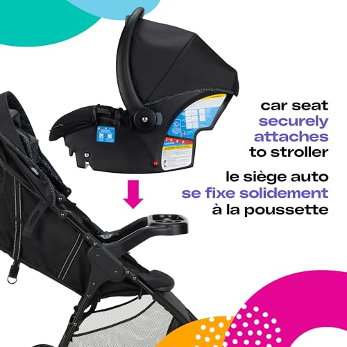 Cosco Kids™ Lift & Stroll™ Travel System – Lightweight Stroller & Infant Car Seat (Included), One-Hand Fold, QuickClick® Connection, Use from Birth - Noir Dot - Image 4
