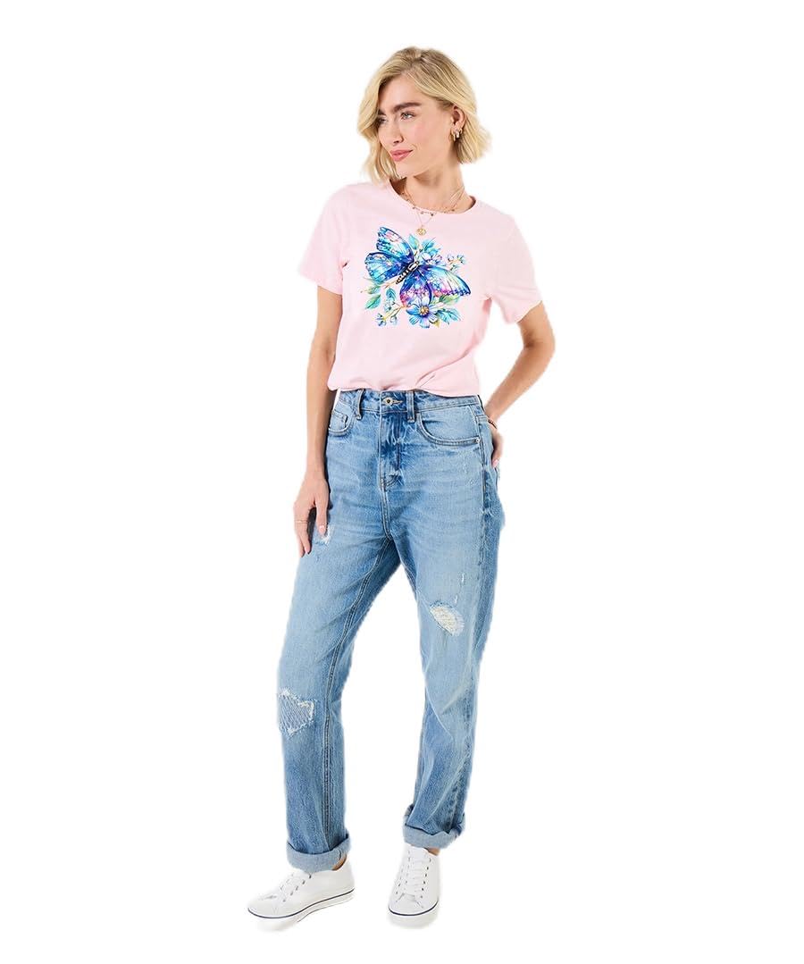 Joe Browns Women's Butterfly Graphic Tee, Regular, Purple, UK 20