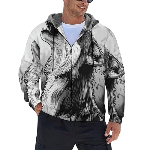 Chaqueta polar para hombre abrigo de invierno grueso de lobo con capucha chaquetas de montaña