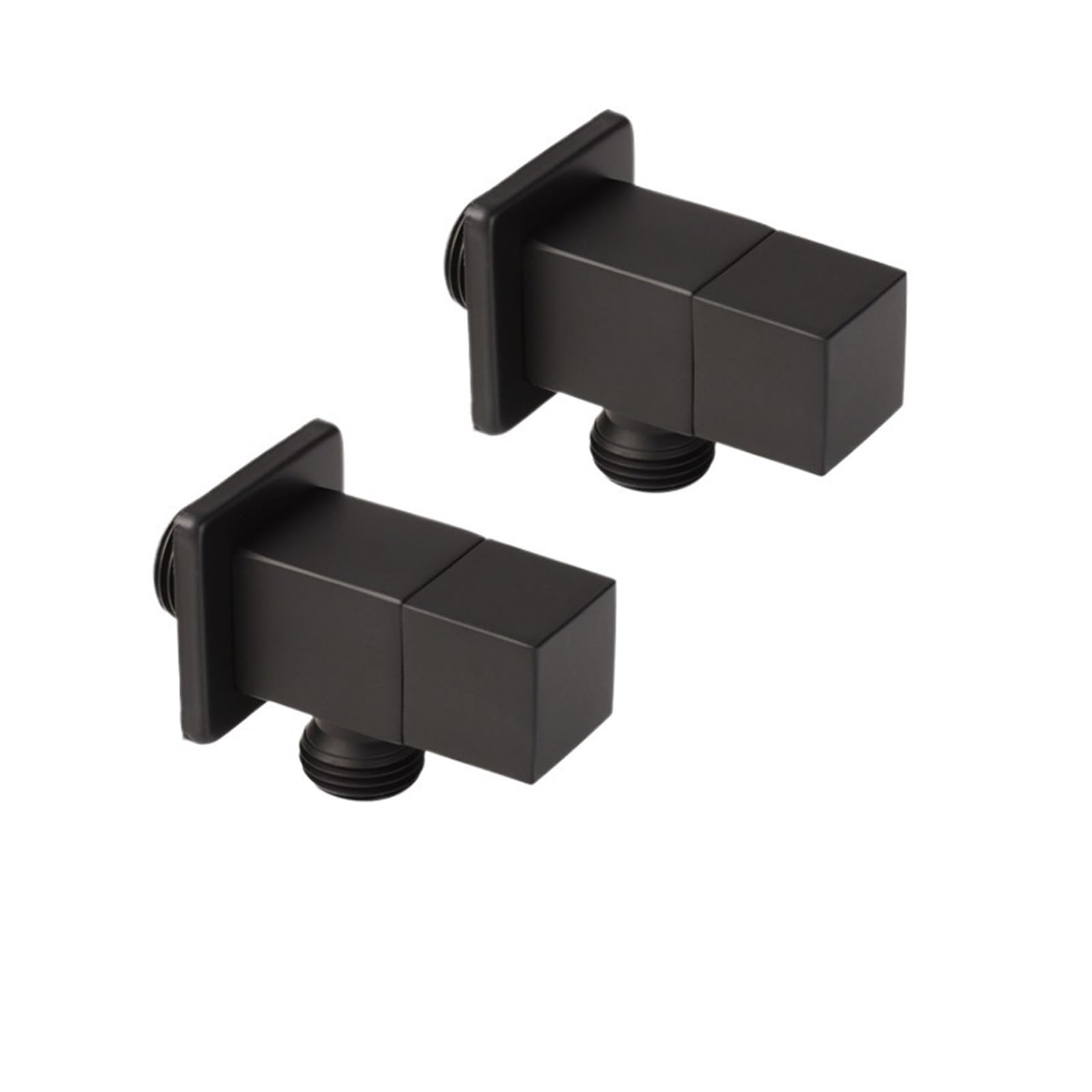 Yangshe Black 2Pcs Solid Brass Angle Valve Quarter Turn 1/2" Outlet Square Shut Off Water Angle Stop Valve With Flange, Gold, Chrome(Black)
