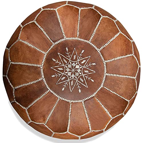 ALMADIH marokkanische Echtleder Sitzkissen -Camel Vintage-...