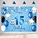 Produktbild 15. Geburtstag Banner 15 Geburtstag Deko Blau Party Dekoration Junge, Stoff Schild Poster 15. Jahrestag Party Geburtstagsbanner Tischschmuck Plakat