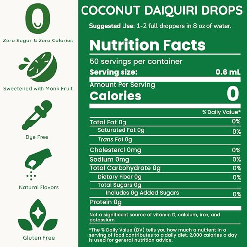 Image of Allways Drops Coconut Daiquiri Water Enhancer | Sugar Free | 50 Servings