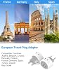 Pack de 2 adaptadores de enchufe europeos, adaptador de EE. UU. a Europa | Adaptador para enchufe europeo, esenciales de viaje para España, Italia, Francia, Alemania e Islandia, Tipo C 6