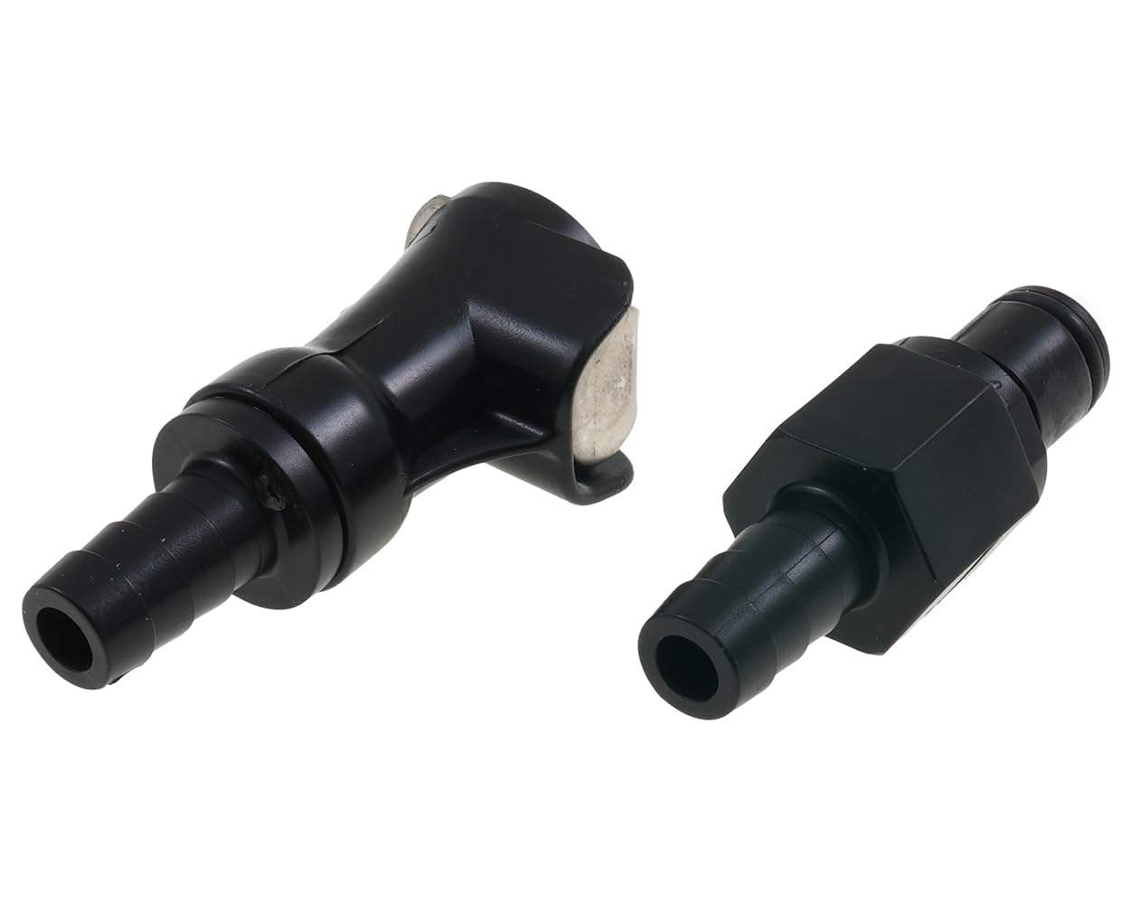 Raccord pour tuyau Essence Noir 8 mm | Fermeture automatique, plastique résistant à l'essence, environ Débit de 4,9 mm, partie mâle et femelle, tuyau de 8 mm