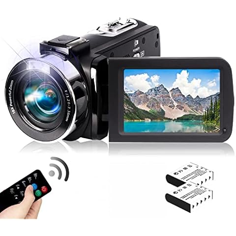 2.7K Camcorder Rechargeable Vlogging Video Camera LED Fill Light FHD 42MP 3.0 Inch LCD Rotatable Screen Camcorder with Remote Control (BL) Cover