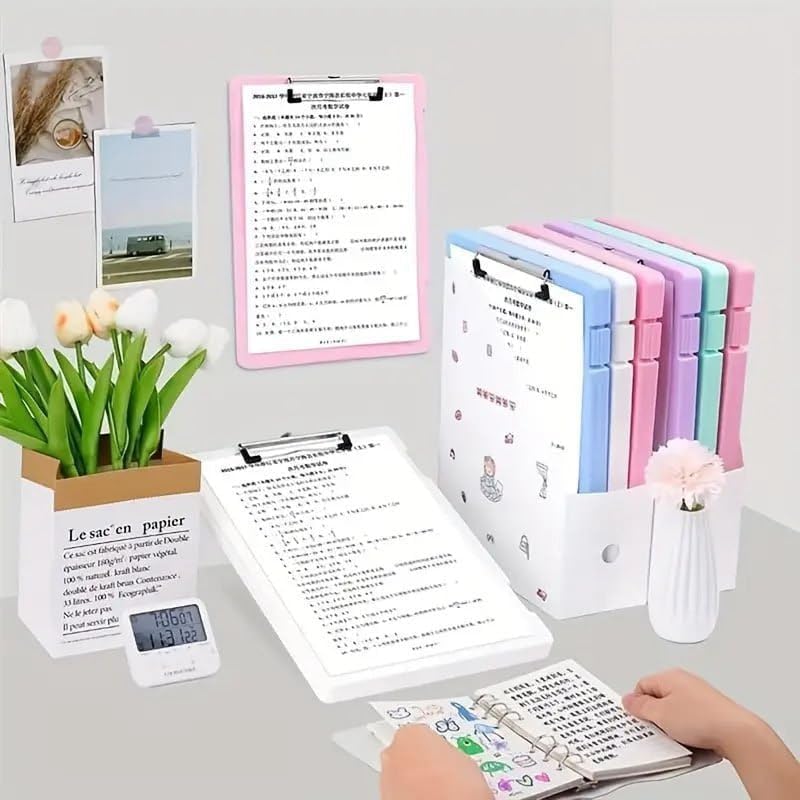 Image of clipboard Box a4 File Folder Document Organizer File case with Clip Portable File Holder Office Storage Folder School clipboard case