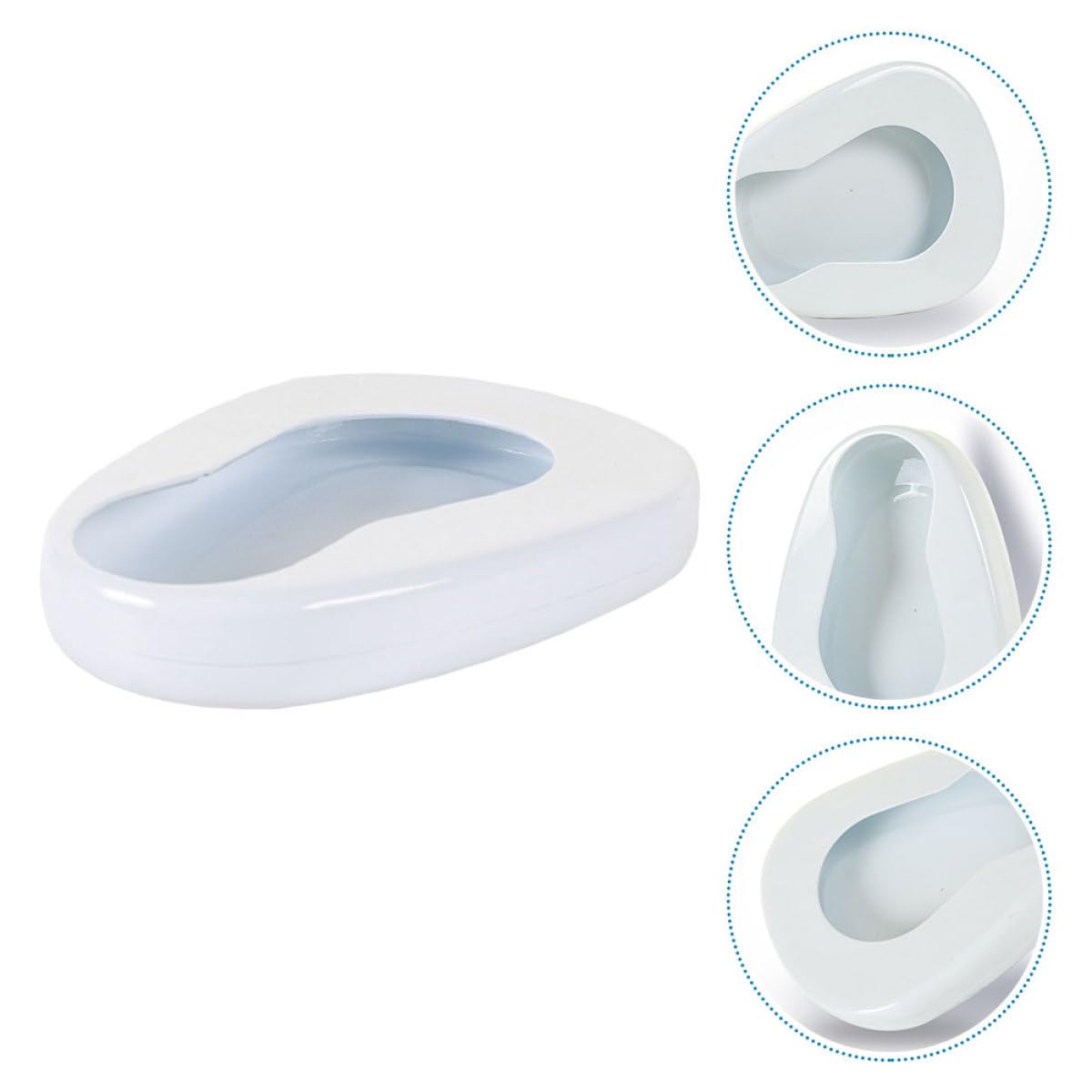 Bassin de Lit Portable Blanc en Émail Anti-Éclaboussures pour Alités