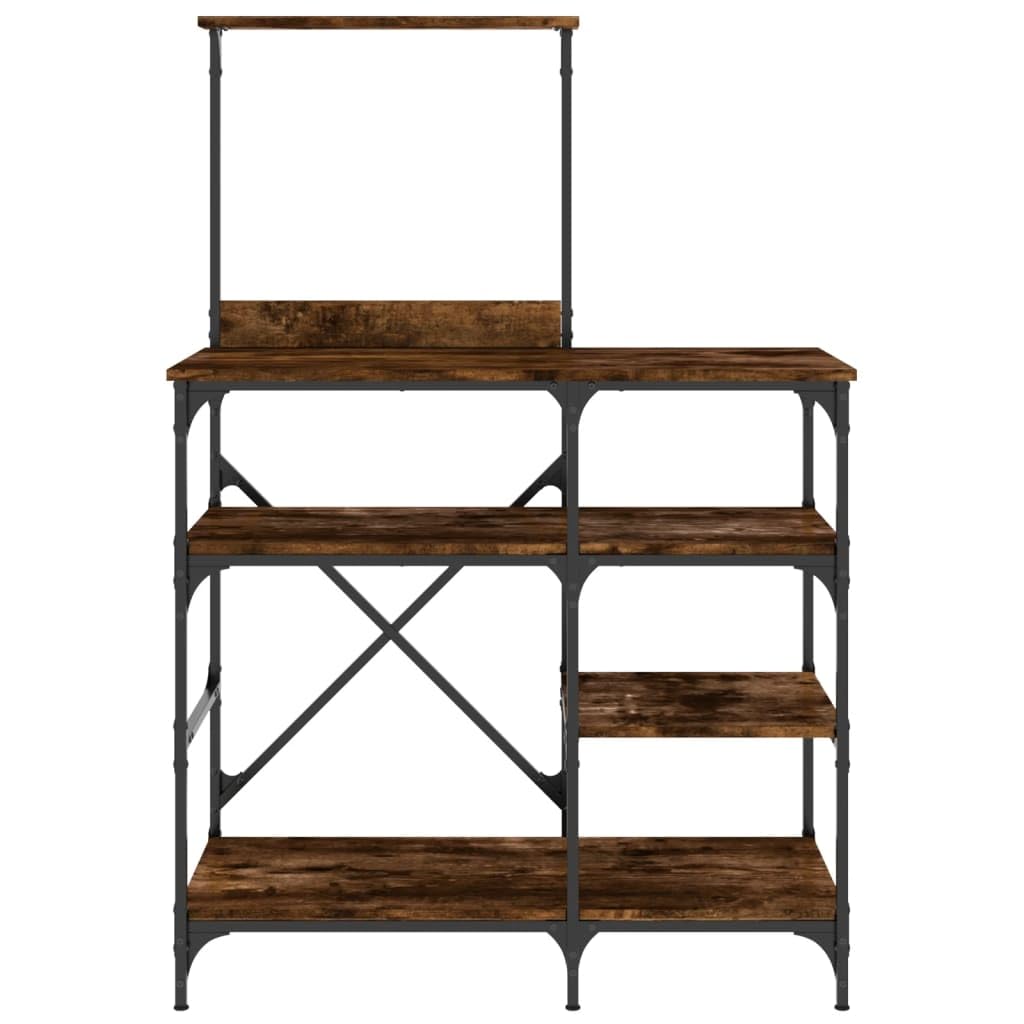 Generisch Bäckerregal Räuchereiche 90x40x132 cm Holzwerkstoff und Metall,Heim Garten,Küche Esszimmer,Küchenhelfer -utensilien,Küchenorganizer,Küchenutensilienhalter -ablagen-845418