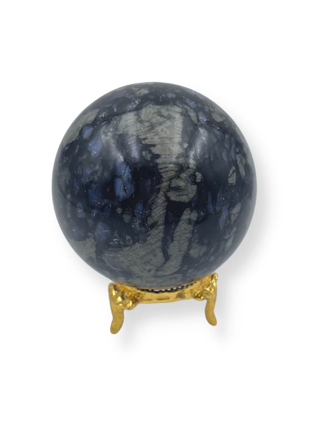 WholesaleGemShop Natural Indigo Gabbro Quartz 40-45 mm Ball Sphere Gemstone A+ Hand Carved Crystal Altar Healing Devotional Focus Spiritual Chakra Cleansing Metaphysical Gift Men Women