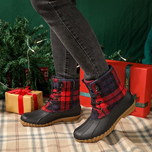 Stq Duck Boots Women Waterproof Snow Boots Quilted Rain Boots Multi Plaid, 9 Us #TOP6