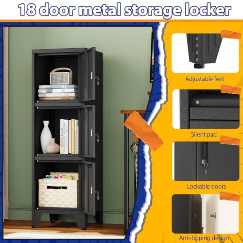 Image of PAOFIN Metal Narrow Storage Lock Cabinet | 47 inch Filing Cabinets with 3 Locker Drawers for Home Office, Bathroom, Living Room, Dinning Room (Black)