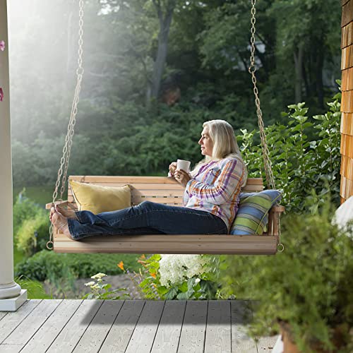 Image of VINGLI 2026 Upgraded 5 FT Wooden Porch Swing, 880 LBS Heavy Duty, Natural