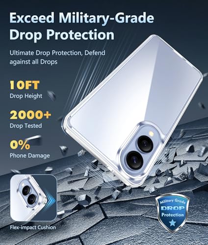 Image of FNTCASE for Samsung Galaxy S25-Edge Case Clear with Screen Protector | Anti Yellowing, Military Grade Drop Protection Cell Cover, Shockproof Protective Bumper, Transparent Phonecase