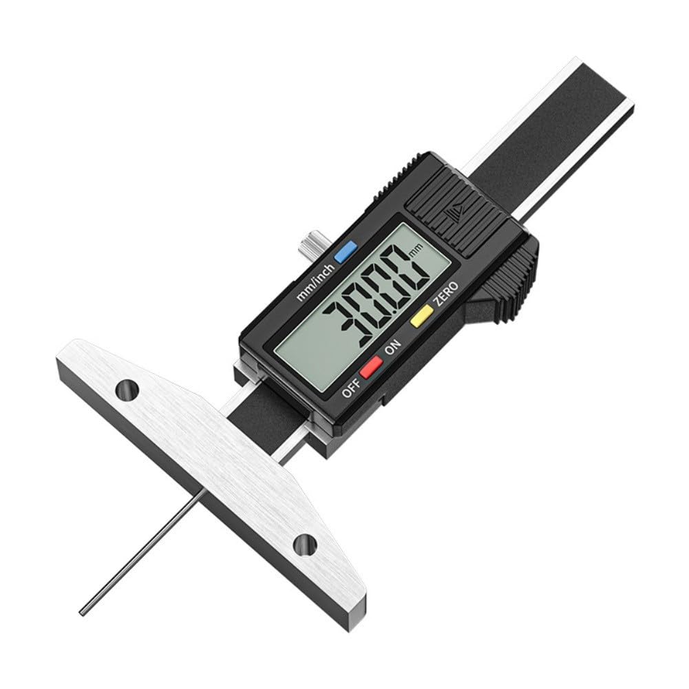 Jauge de profondeur numérique en acier inoxydable - Résolution 0,01 mm - Avec pointe de mesure de 2 mm - Pour des mesures précises des trous de perçage - Arrêt automatique - Noir