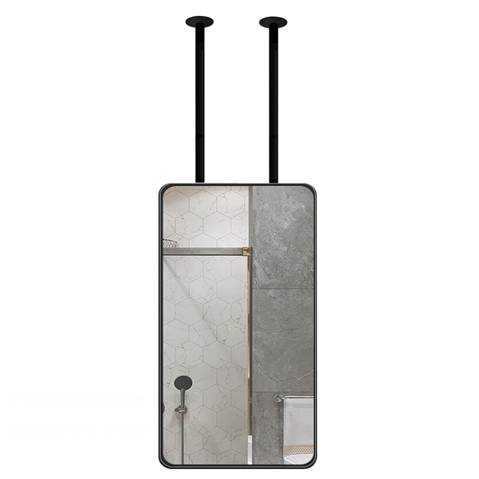 WJFTODAY Ceiling Hanging Bathroom Mirror, Metal Frame Wall Vanity Mirror for Makeup, Decorative Square Mirror for Home & Hotel, 40cm x 60cm, Ideal for Bedrooms & Dressers