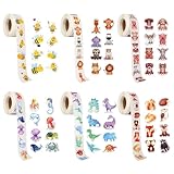 prota 3000 Pièces Autocollant Animaux en Rouleau, Autocollants de Récompense Animal Autocollants Animaux Ronds, Sticker Récompense Animale pour Scrapbooking Enveloppe Décoration