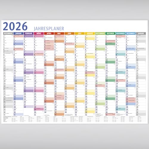 Wandkalender 2026 DIN A3 Jahresplaner Plakatkalender Gefaltet für Büro & Homeoffice 14 Monate Großformat 42x29 7 cm Kalender 2026