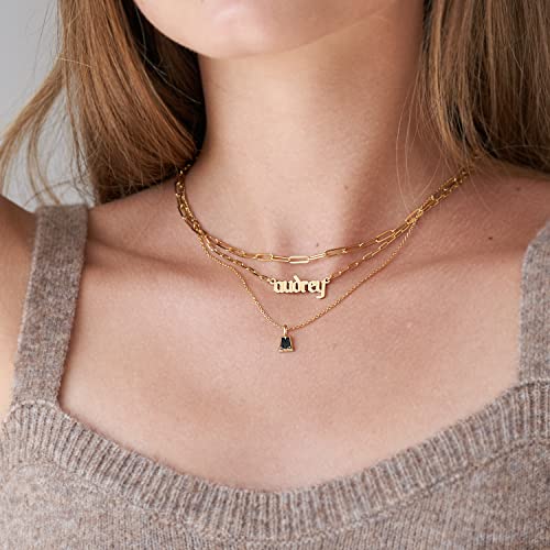 OAK & LUNA - Alanis Paperclip Link Chain Name Necklace - Custom Personalized Dainty Name Jewelry - Sterling Silver/Gold Plated/Vermeil - Gift for Women, Girlfriend, Mother2