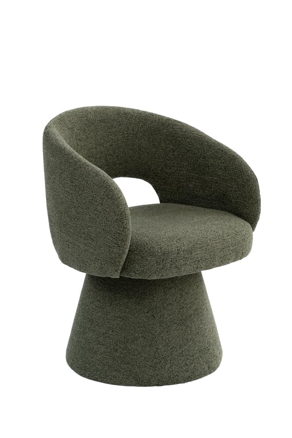 MY Furniture Huxley Dining Chair – Fern, Contemporary Chenille Upholstered Swivel Chair, Foam Padded Seat & Back, Sculptural Figure-Hugging Form, 360° Swivel, Fully Assembled