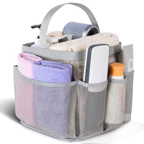Image of EUDELE Mesh Shower Caddy Portable for College Dorm Room Essentials,Portable Shower Caddy Dorm with 9-Pocket Large Capacity, Shower Bag for Beach, Swimming, Gym, Travel essentials, Grey