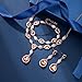 EleQueen Women's Wedding Bridal Jewelry Sets for Brides Bridesmaids, Cubic Zirconia Teardrop Necklace Tennis Bracelet Dangle Earrings Jewellery Set Champagne Rose Gold-Tone