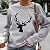 BRKEWI Crew Neck Christmas Pullover for Women, Reindeer Graphics Print Fashion Pullover Casual Loose Long Sleeve Sweatshirt Gray