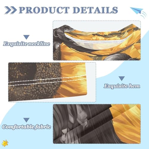 Boys Short Sleeve T-Shirts Floral Crows Sunflower Rashguard Kids Swim Shirts Sun UPF 50+3