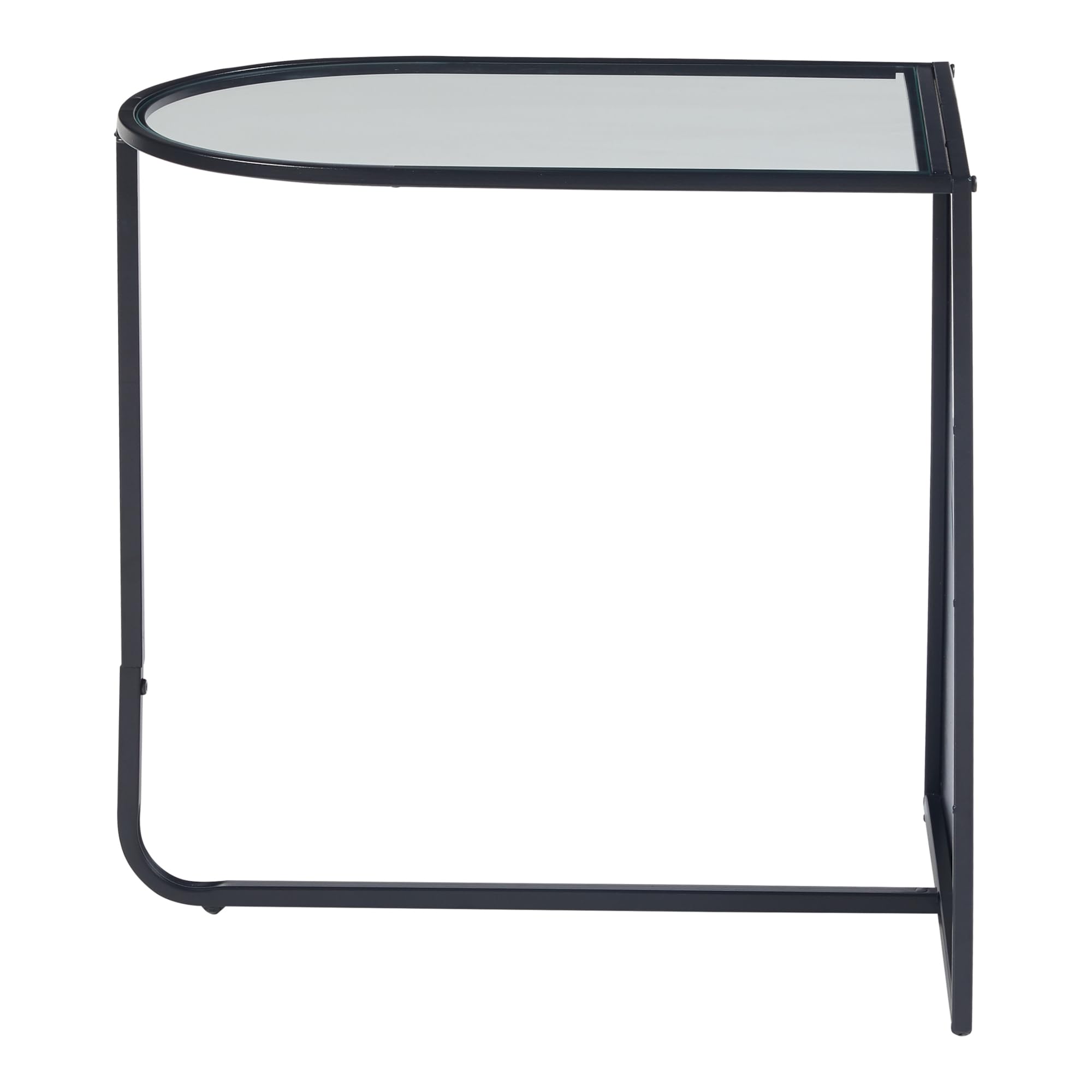 Table D'appoint Bout De Canapé En.casa - Plateau Verre 4mm, Pied Métal - Noir - 50x50x35 Cm