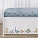 Sweet Jojo Designs Watercolor Dinosaur Dino Baby Boy Crib Bedding Set Infant Nursery Room Blanket Fitted Sheet Skirt Diaper Stacker 4p Green Blue White Modern Nature Jurassic Animal Tracks Footprint