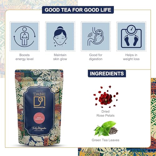 Image of DABRI Detox Original, Mint Lemon Ginger, Rose Green Tea Combo 300gm (Pack of 3 x 100gm Each)|Natural Loose Leaf|Antioxidant-Rich|Premium Organic Blend|Maintain Healthy hair & weight,Immunity Booster